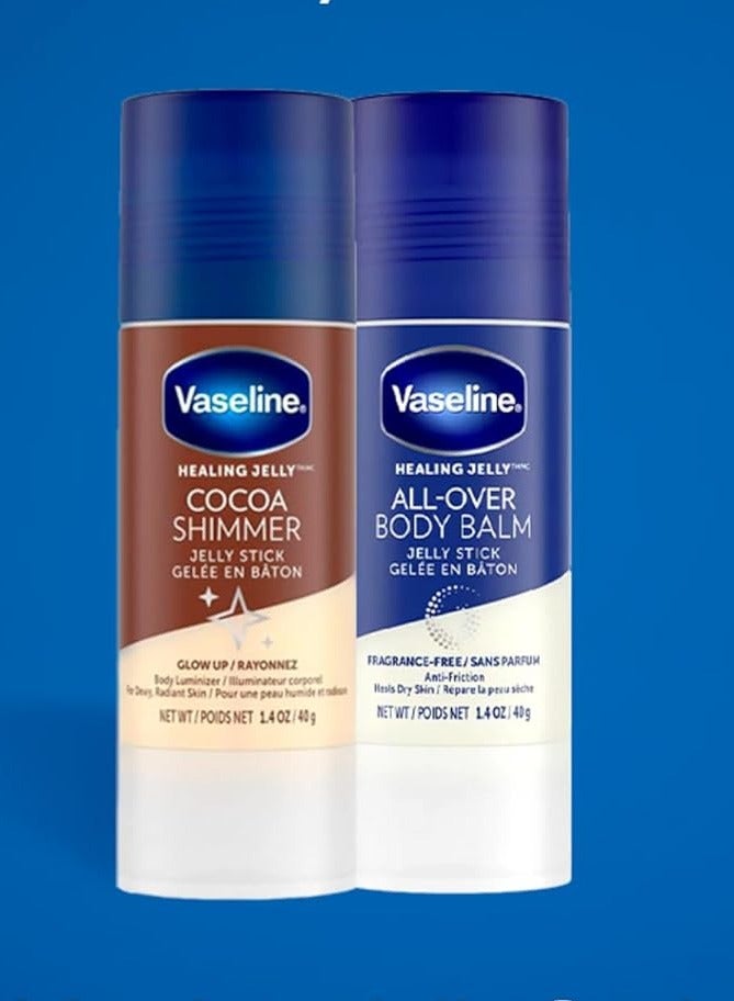 فازلين مجموعة فازلين جيلي ستيك - جيلي ستيك بنكهة الكاكاو اللامع لإشراقة طبيعية + بلسم للجسم بالكامل، خالٍ من العطور، يرطب بعمق ويحمي البشرة - Image 2