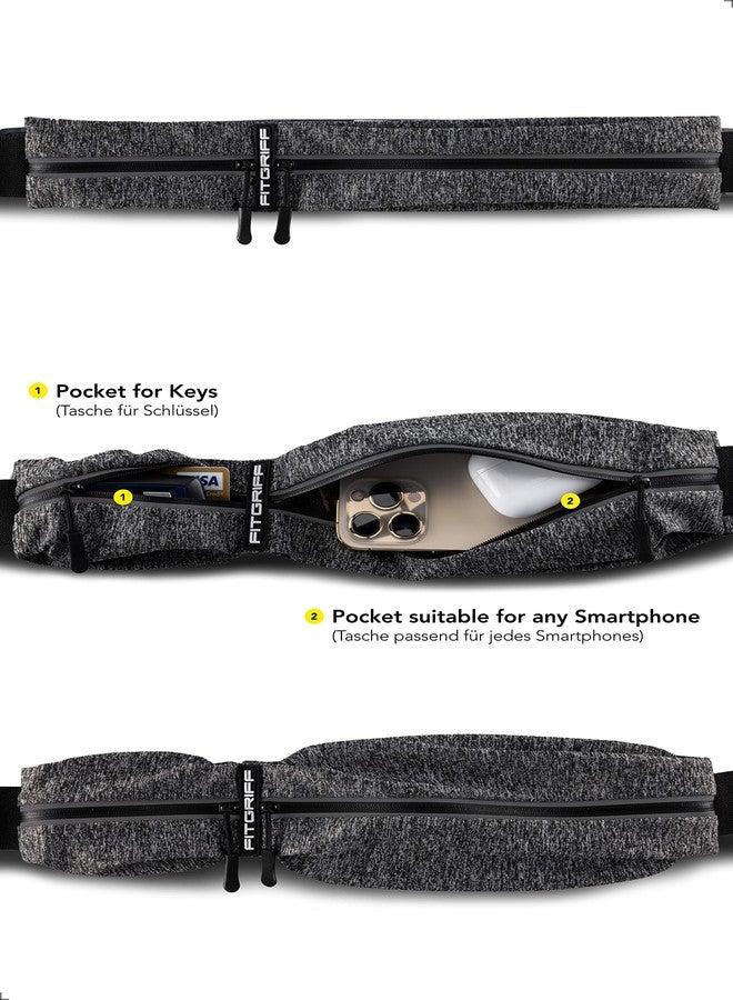 Fitgriff® Running Belt for Mobile Phone - Running Bag Jogging, Waist Bag, Sports Belt, Running Belt for Jogging, Running, Sports, Fitness - Suitable for All Smartphones (Grey, 62-90 cm Waist - Image 2