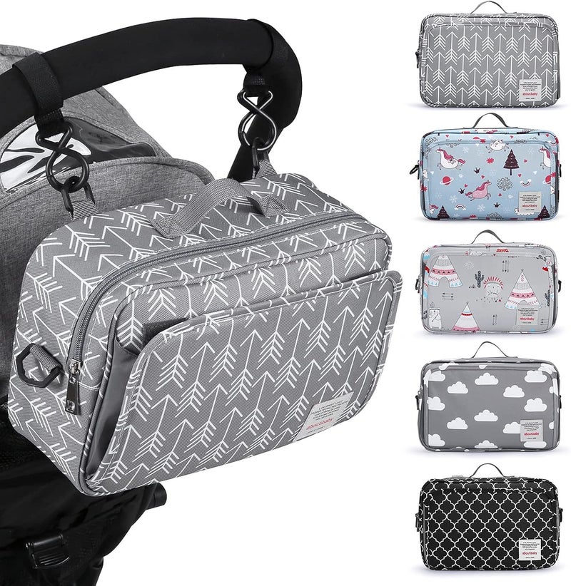 Gogoso Universal Stroller Caddy Accessories All-in-One Baby Organizer with Insulated Pocket,Capacity for Diapers, Toys & Snacks, Dark Gray - Image 1