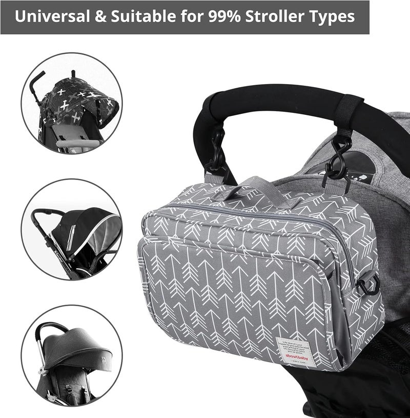 Gogoso Universal Stroller Caddy Accessories All-in-One Baby Organizer with Insulated Pocket,Capacity for Diapers, Toys & Snacks, Dark Gray - Image 4