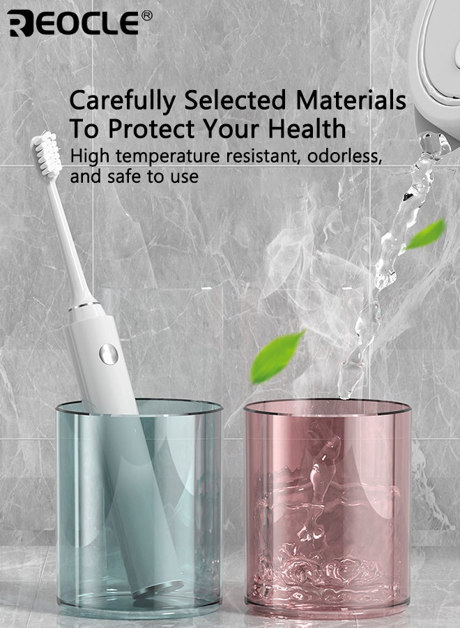 REOCLE Wall-Mounted Toothbrush Holder with Gargle Cup Space-Saving Bathroom Organizer for Toothpaste & Brushes Durable Plastic Storage Rack for Sink Countertop - Image 3