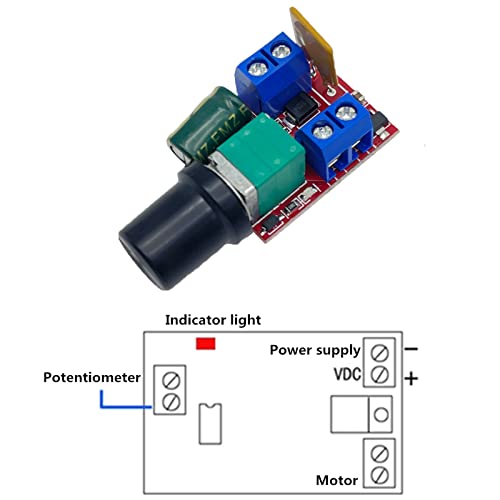 Onyehn Mini LED Dimmer 5A 90W,DC Motor PWM Speed Controller 3V 6V 12V 24V 35V Speed Control Switch(10 Pack) - Image 5