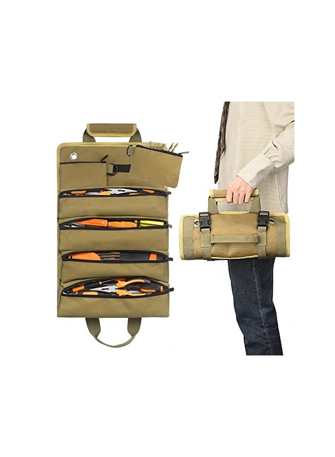 PROMASS Roll Up Tool Bag, Tool Organizers Small Tool Bag With Detachable Pouches, Heavy Duty Roll Up Tool Bag Organizer With 6 Tool Pouches, Tool Roll Organizer For Mechanic, Electrician & Hobbyist  - Image 3