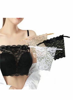 3pcs Lady Lace Clip on Mock Camisole, Overlay Modesty Panel Vest for Women