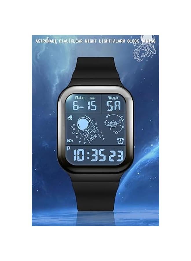 Digital Watch Rectangular Watches for Women Men White Unisex Square LED Electronic 5ATM Waterproof Wristwatch Sports Silicone Strap - Image 5