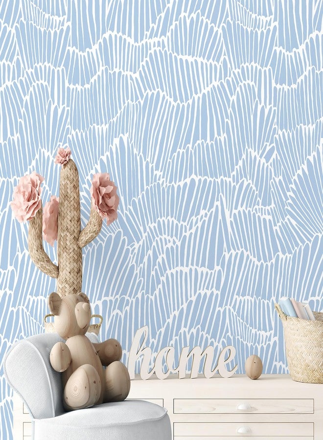 Guvana Peel and Stick Wallpaper Blue and White Contact Paper Modern Striped Wall Paper Boho Removable Self Adhesive Wallpaper for Bedroom Bathroom Cabinets Decor Waterproof Vinyl Roll 17.3"×78.7" - Image 1