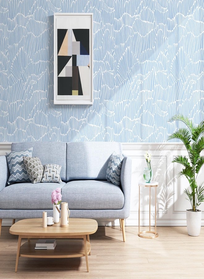 Guvana Peel and Stick Wallpaper Blue and White Contact Paper Modern Striped Wall Paper Boho Removable Self Adhesive Wallpaper for Bedroom Bathroom Cabinets Decor Waterproof Vinyl Roll 17.3"×78.7" - Image 5