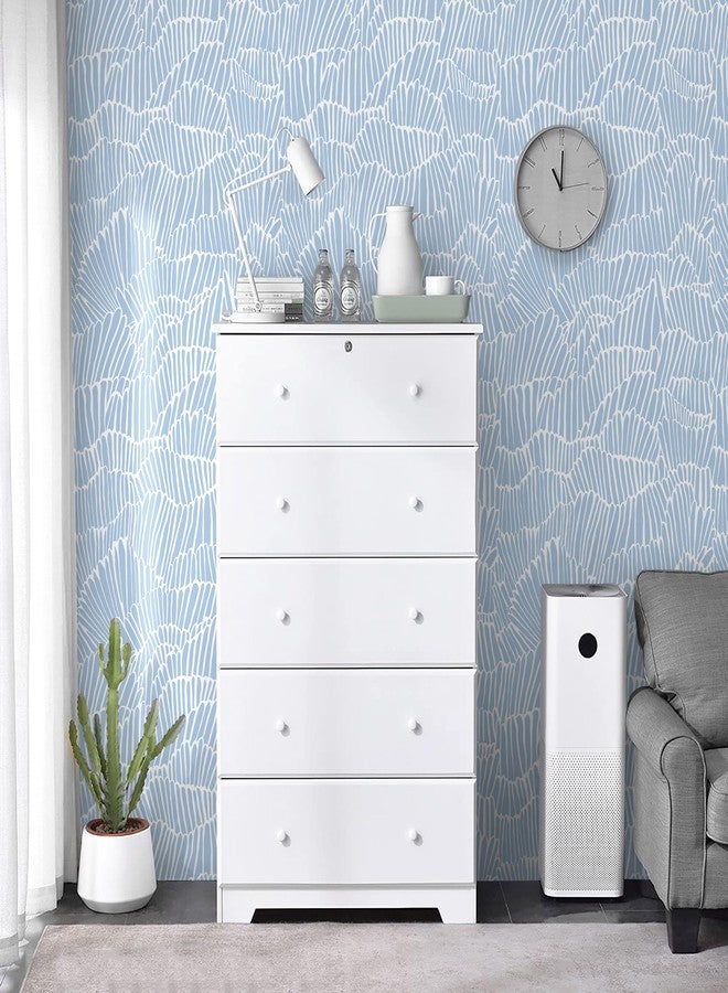Guvana Peel and Stick Wallpaper Blue and White Contact Paper Modern Striped Wall Paper Boho Removable Self Adhesive Wallpaper for Bedroom Bathroom Cabinets Decor Waterproof Vinyl Roll 17.3"×78.7" - Image 2