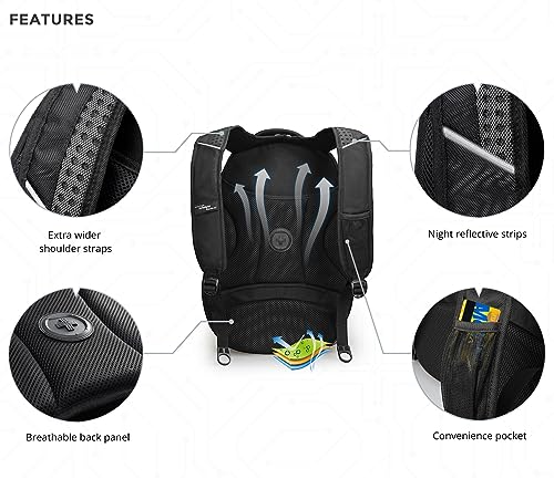 Swissdigital Design Men's Laptop Backpack for College and Business Travel with Integrated USB Charging Port and RFID Protection Fits Laptops up to 15.6 in, Black | J14-BR - Image 4