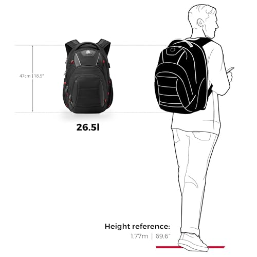 Swissdigital Design Men's Laptop Backpack for College and Business Travel with Integrated USB Charging Port and RFID Protection Fits Laptops up to 15.6 in, Black | J14-BR - Image 2