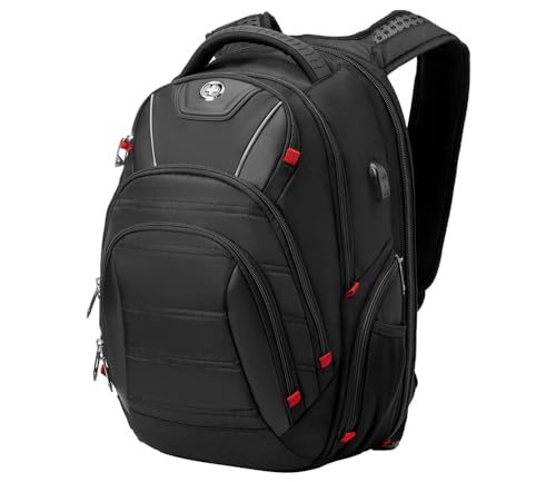 Swissdigital Design Men's Laptop Backpack for College and Business Travel with Integrated USB Charging Port and RFID Protection Fits Laptops up to 15.6 in, Black | J14-BR - Image 1