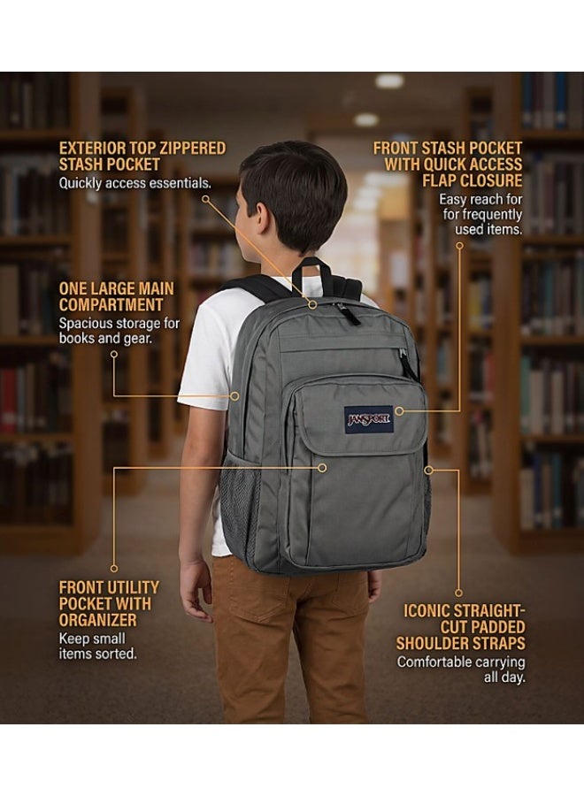 JanSport Union Pack Backpack, Graphite Grey, 15-Inch Laptop Sleeve, Spacious Main Compartment, Ergonomic Shoulder Straps, Water Bottle Pocket - Image 3