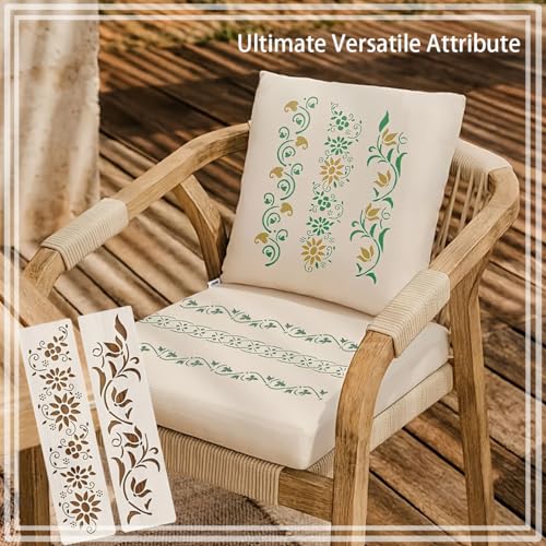 Aeenioy 12Pcs Stencil for Painting, Elegant Lace Design Templates, Reusable DIY Craft Stencils for Fabric, Wood, Canvas, Cake Decoration, Home Decor Projects, Art and Mandala Patterns - Image 4