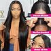 mengkai 32 Inch Glueless Wigs Human Hair Pre Plucked Pre Cut HD Lace Front Wigs Straight Lace Front Wigs Human Hair Wear Go Glueless Straight 6X4 HD Closure Wigs Human Hair For Women - Image 3
