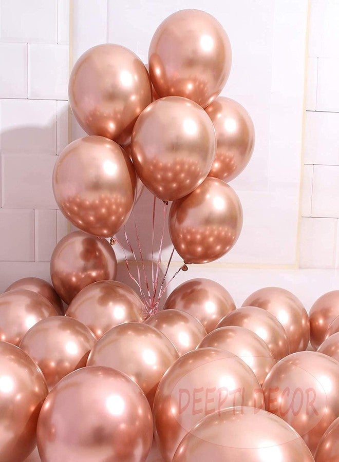 DEEPTI DECOR مجموعة ديبتي ديكور من 50 بالونًا معدنيًا ذهبيًا ورديًا من اللاتكس عالي الدقة مقاس 12 بوصة، مثالية لتزيين الحفلات ذات الطابع الخاص، وحفلات أعياد الميلاد، وحفلات الزفاف، والذكرى السنوية، وحفلات المكاتب، والحفلات المنزلية، وحفلات الافتتاح. - Image 1