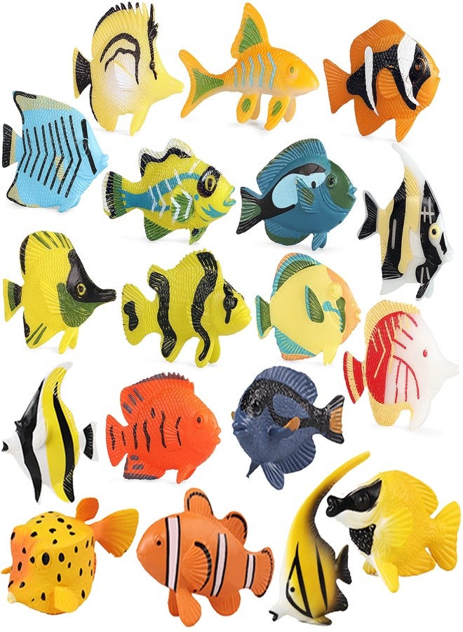 SCAHOW 18PCS Tropical Fish Toys for Kids, Plastic Assorted Miniature Sea Creatures Toys, Fake Toy Fish, Mini Ocean Animal Figures for Toddlers - Image 1