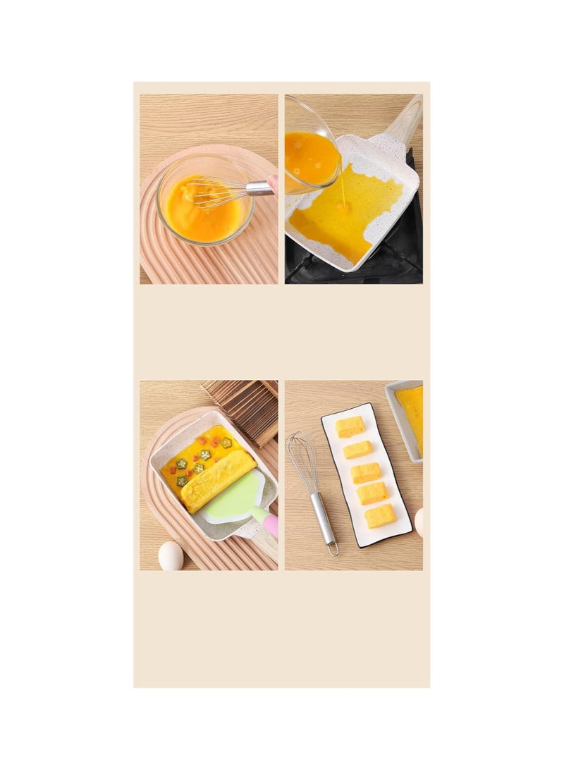 Omelette Pan Nonstick, Tamagoyaki Pan Egg Roll Pan, with Lid and Oil Brush - Omelette Pan - Tamago Pan - Omelet Pan - Small Egg Pan - Square Pan,White - Image 5