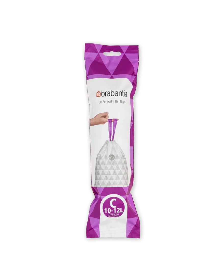 برابانتيا أكياس نفايات برابانتيا PerfectFit متعددة العبوات – المقاس C (10–12 لتر) – 200 كيس – أكياس قمامة بلاستيكية سميكة بشريط ربط، لون أبيض - Image 2