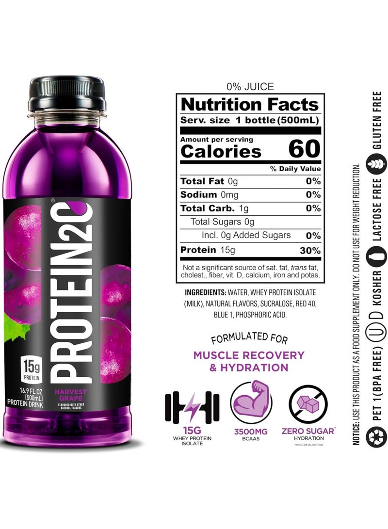 PROTEIN20 Protein20 Protein Infused Water 500ml, Harvest Grape Flavor - Image 2