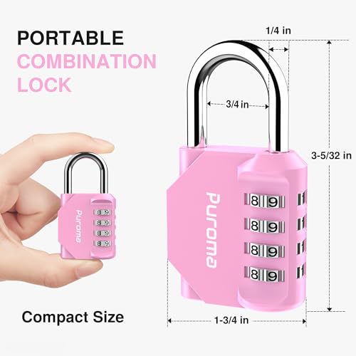 Puroma 1 Pack Combination Lock for Locker 4 Digit Outdoor Waterproof Padlock for School, Gym, Sports, Fence, Toolbox, Gate, Case, Outdoor, Hasp Storage (Pink) - Image 5