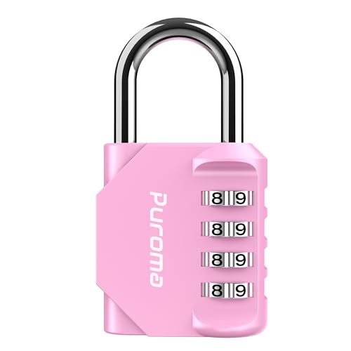 Puroma 1 Pack Combination Lock for Locker 4 Digit Outdoor Waterproof Padlock for School, Gym, Sports, Fence, Toolbox, Gate, Case, Outdoor, Hasp Storage (Pink) - Image 1