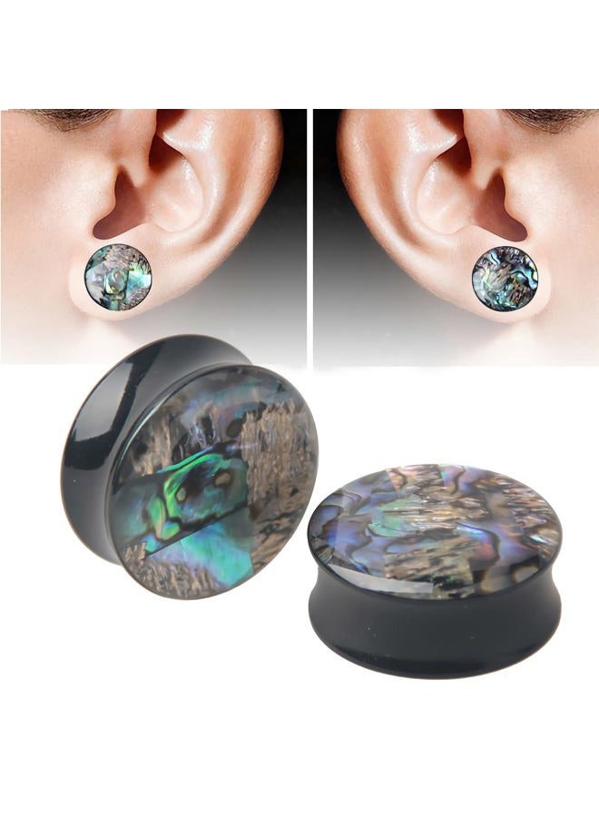 Decentraland 2 PCS Gauge Opal Ear Plugs Piercing Jewelry Set Double Flare Saddle Stretching Gages Tunnels Expander (AB-00g(10mm)) - Image 2