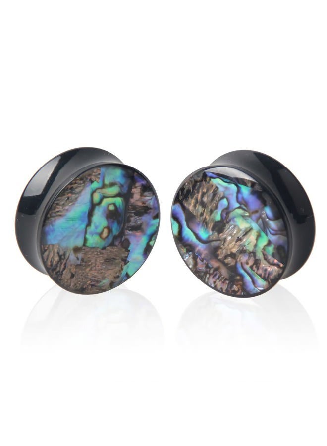 Decentraland 2 PCS Gauge Opal Ear Plugs Piercing Jewelry Set Double Flare Saddle Stretching Gages Tunnels Expander (AB-00g(10mm)) - Image 1