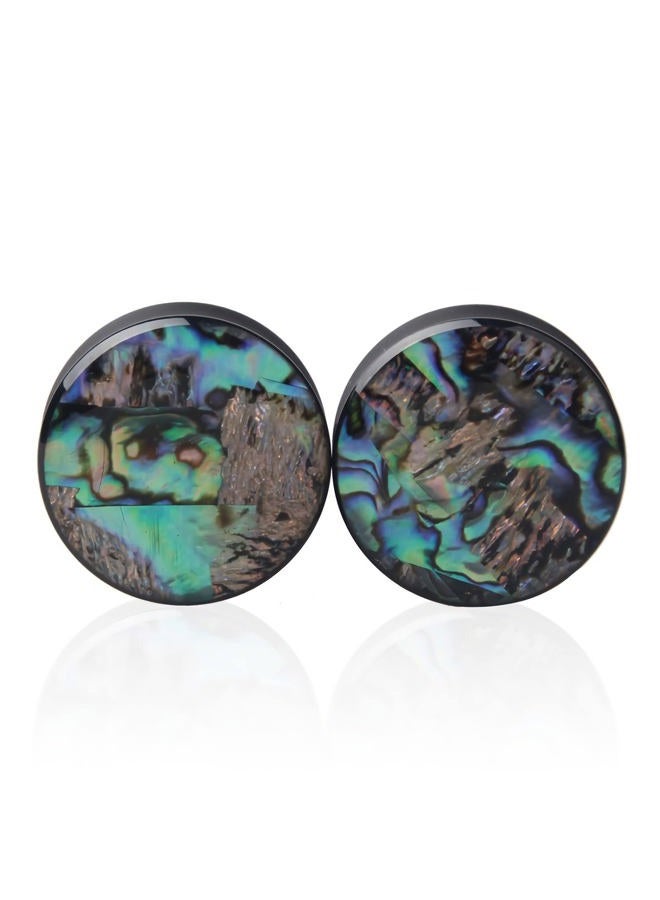 Decentraland 2 PCS Gauge Opal Ear Plugs Piercing Jewelry Set Double Flare Saddle Stretching Gages Tunnels Expander (AB-00g(10mm)) - Image 3