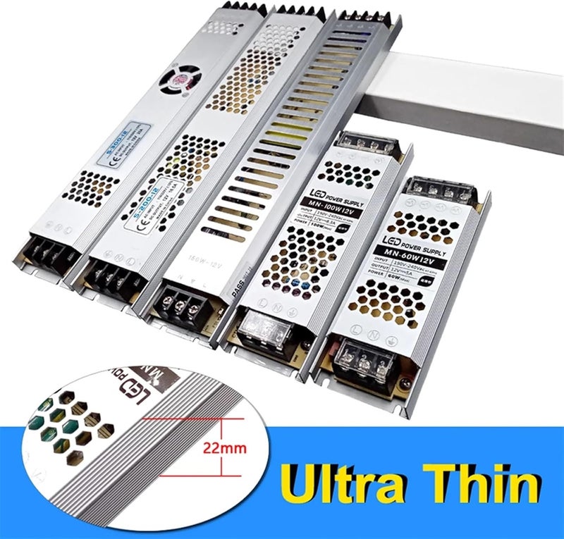 DC 220V to 12V 24V Switching Power Supply Ultra Thin Lighting 24W 60W 100W 150W 200W 300W 400W Driver for LED Strip(DC 12V,60W) - Image 3