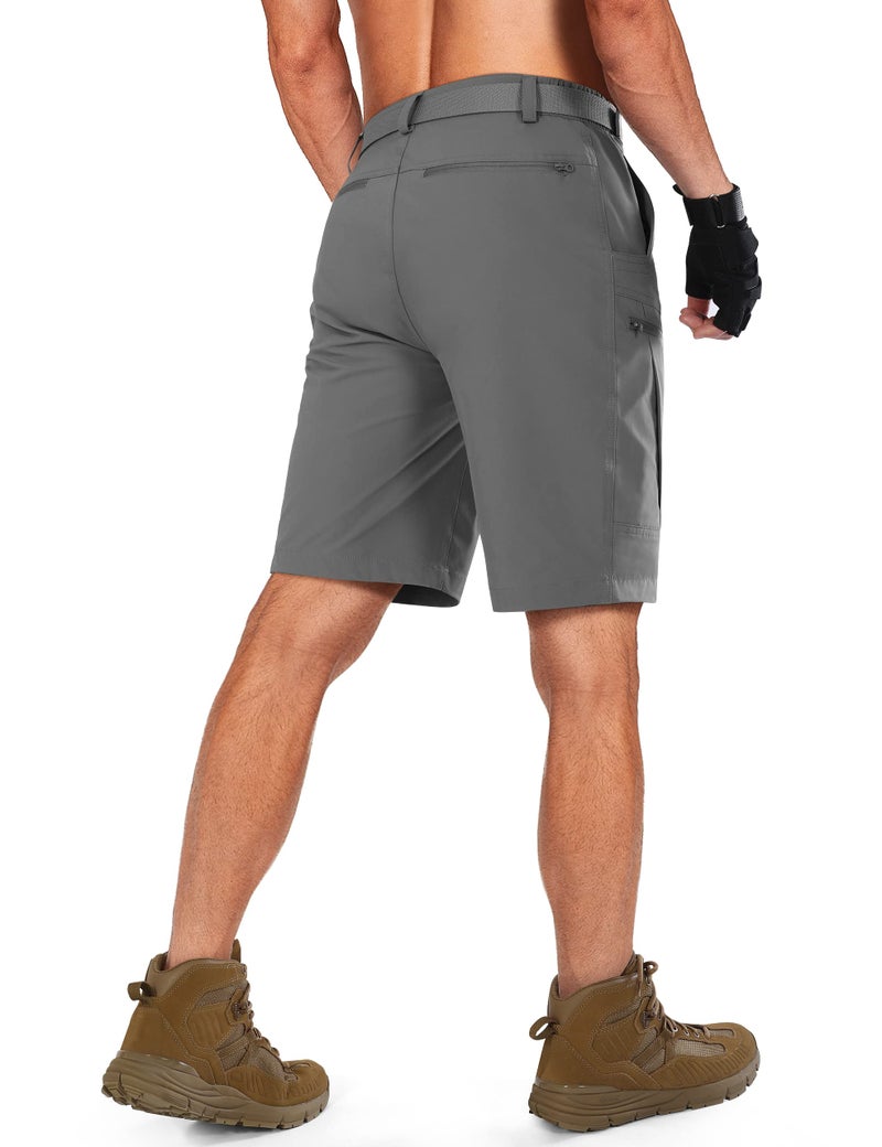 Shallowlulu Mens Cargo Hiking Shorts Water Resistant Quick Dry Lightweight Breathable Tactical Shorts with Nylon Belt(Grey 36W/10L) - Image 2