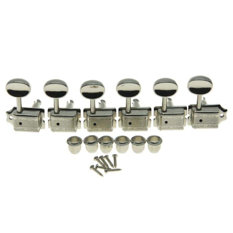 Wilkinson Deluxe 6 Inline Vintage Guitar Tuners with Split Post Guitar Tuning Keys Peg Machine Heads for Strat/Tele Guitars Nickel - Image 1