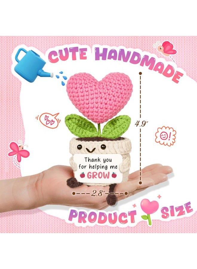 AceThrills Crochet Pink Heart Plant Gift (Teacher) - Image 2