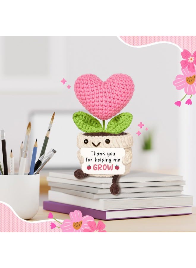 AceThrills Crochet Pink Heart Plant Gift (Teacher) - Image 5