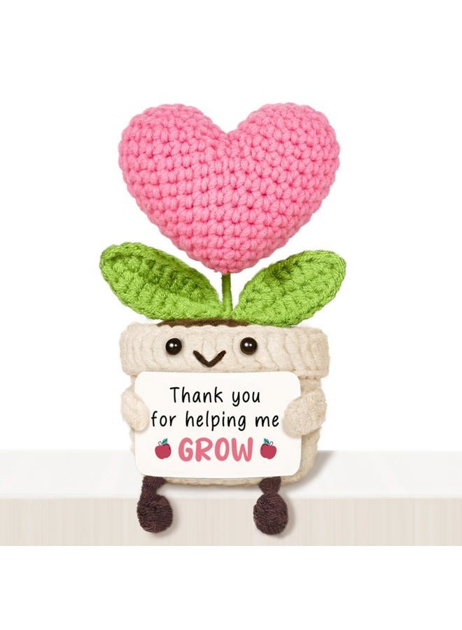AceThrills Crochet Pink Heart Plant Gift (Teacher) - Image 1