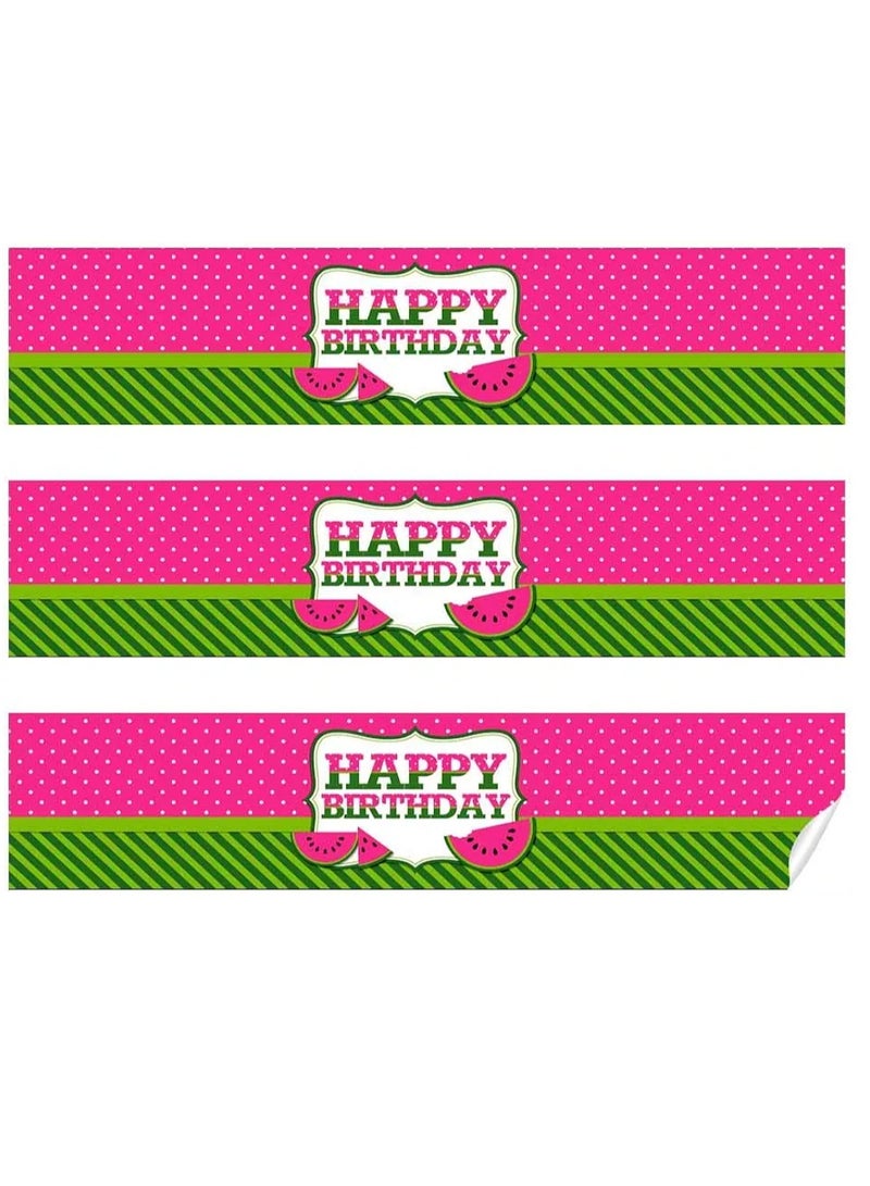 20 Pink Watermelon Birthday Waterproof Water Bottle Sticker Wrappers, 20 1.75" x 8.5" Wrap Around Labels - Image 2