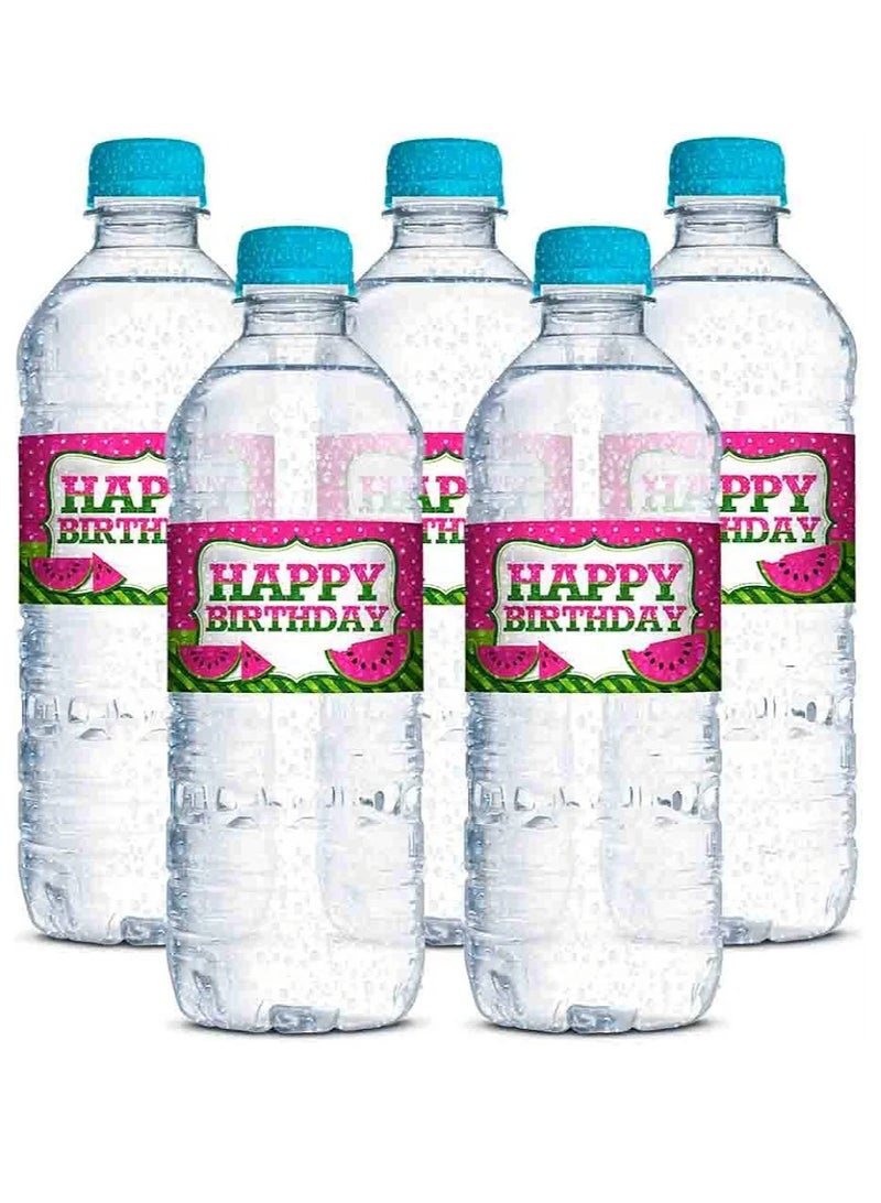 20 Pink Watermelon Birthday Waterproof Water Bottle Sticker Wrappers, 20 1.75" x 8.5" Wrap Around Labels - Image 3