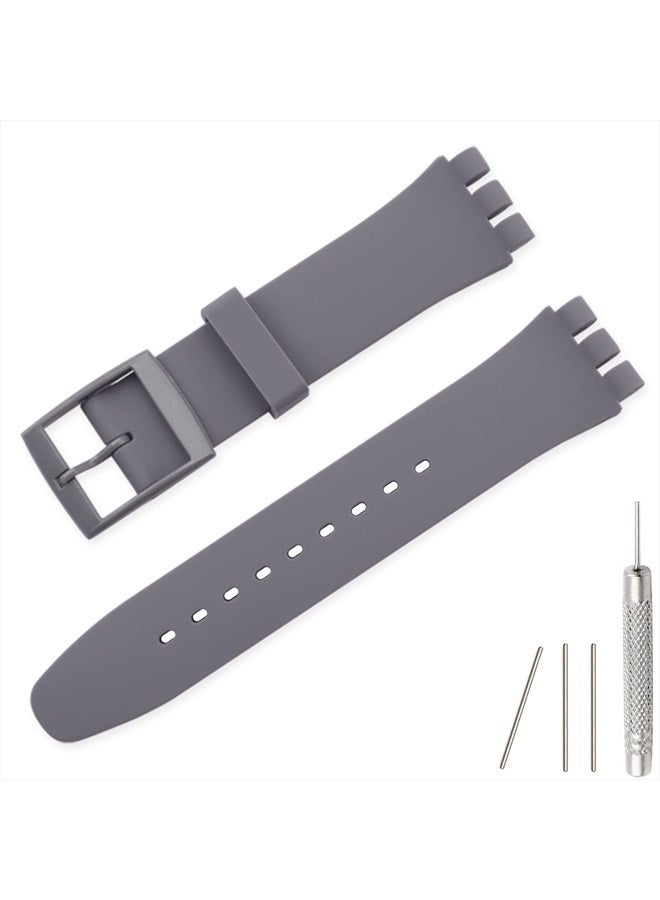 Lijinlan Replacement Silicone Band for Swatch 17mm 19mm 20mm, Waterproof Wristband Watch Strap for Swatch (20mm, Gray) - Image 1