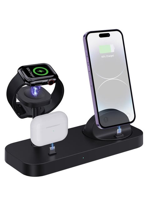 B25 8 Pin 4-in-1 Charging Stand Phone Holder for Apple Watch / AirPods