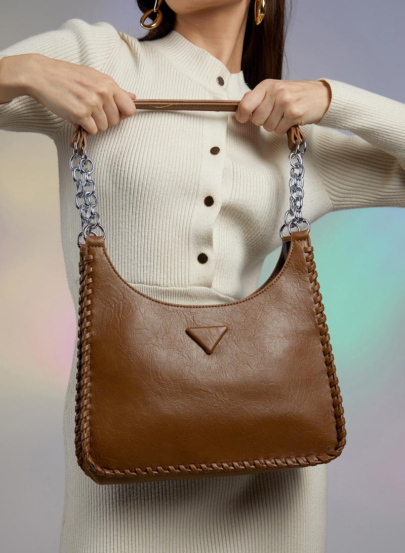 Haute Sauce Haute Sauce Women's The Ranch Shoulder Bag For Casual Wear | Chocolate Brown Colour | One-Size| Zipper Closure | Vegan Leather Material | Non-Detachable Sling | Handbag For Woman & Girls  - Image 3