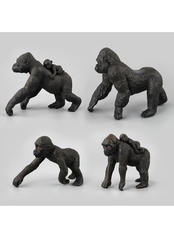 Simulation Wild Animal Model Chimpanzee Back Baby Standing Orangutan Chimpanzee Chimpanzee Zoo Gorilla Ornaments Toy-Color:Four Types Of Chimpanzee 342g