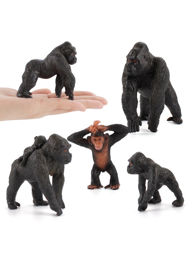 Simulation Wild Animal Model Chimpanzee Back Baby Standing Orangutan Chimpanzee Chimpanzee Zoo Gorilla Ornaments Toy-Color:Four Types Of Chimpanzee 342g