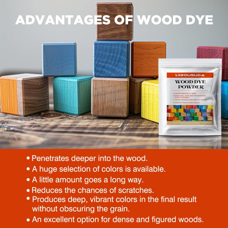 LIIZOUSUDA Wood Stain Powdered Solvent - Wood Dye - Indoor and Outdoor Furniture and More - Fast Drying - Wood Dye Powder - Wood Stain for Crafts - 5 Color Kit - Image 4