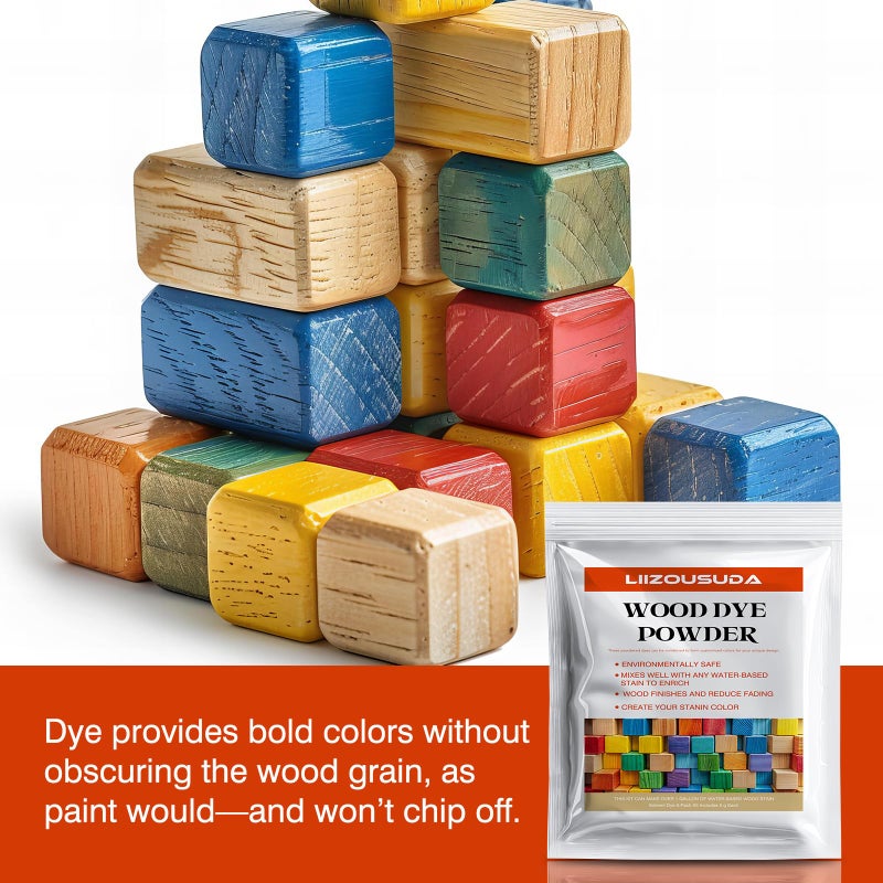 LIIZOUSUDA Wood Stain Powdered Solvent - Wood Dye - Indoor and Outdoor Furniture and More - Fast Drying - Wood Dye Powder - Wood Stain for Crafts - 5 Color Kit - Image 5