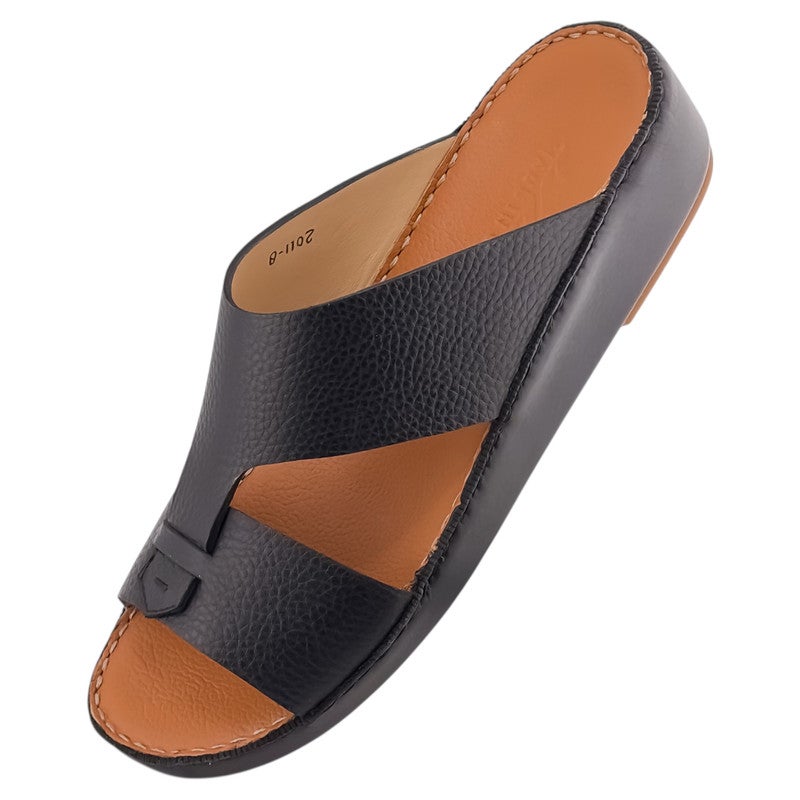 AET A E T Handmade Arabic Sandals For Men | Outdoor Mens Slippers | Everyday Flip Flops Open Toe | Arabic Genuine Milled Leather | New Arabic Design | Tan Footbed | Comfortable & LightWeight - Image 3