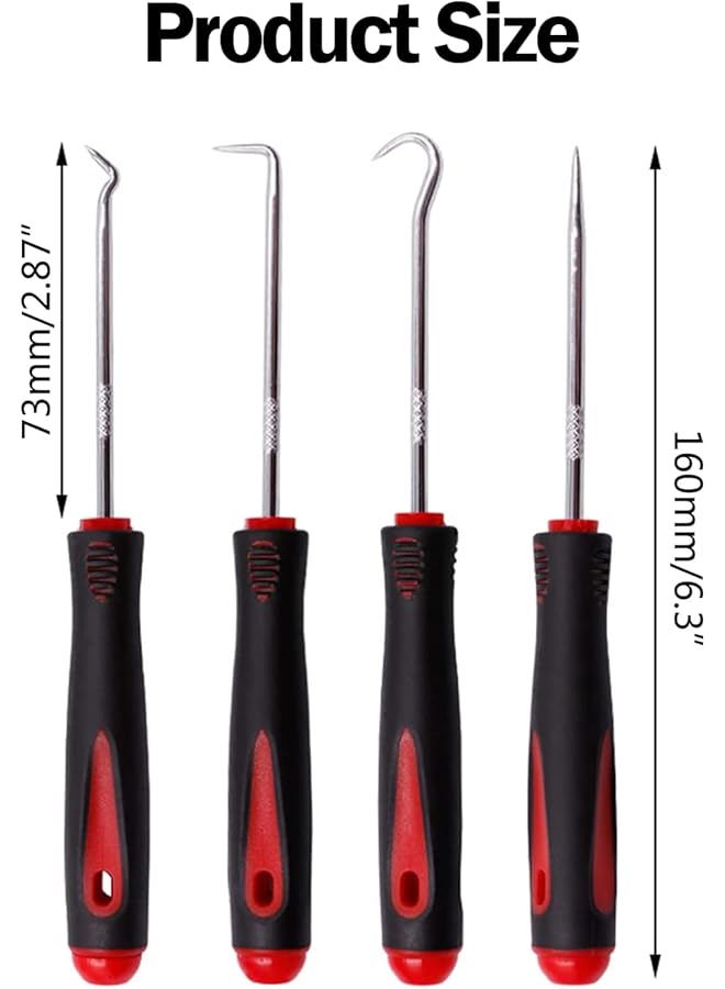 KASTWAVE Precision Hook Pick Set - 4 Pcs Automotive Tool Kit For Oil Seal, O-Ring, And Joint Ring Removal - Ideal For Car Repair And Maintenance - Image 5
