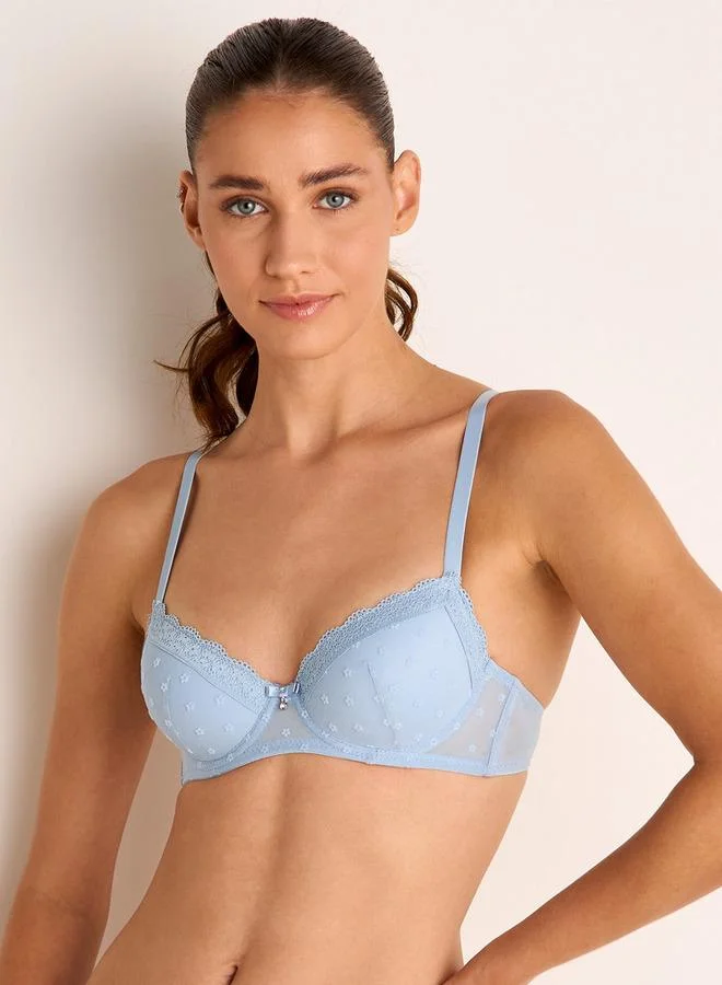 Splash FAV Floral Lace Detail Balconette Bra with Adjustable Straps