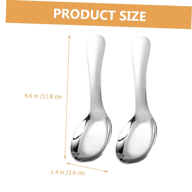 2Pcs Kids Stainless Steel Spoons Short Handle Metal Utensils For Children - Image 5