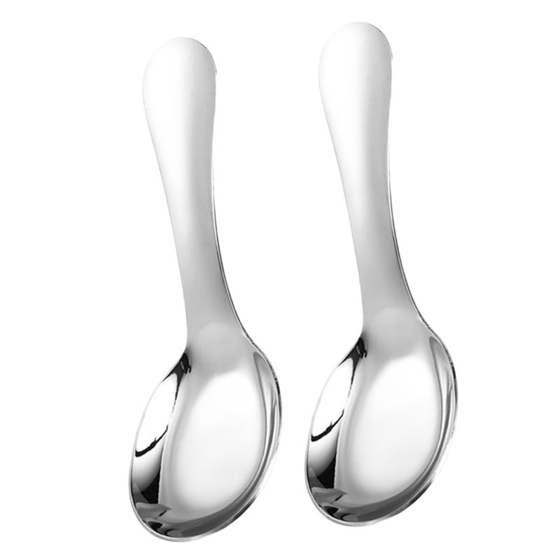 2Pcs Kids Stainless Steel Spoons Short Handle Metal Utensils For Children - Image 2