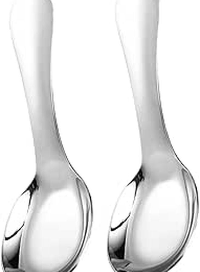 2Pcs Kids Stainless Steel Spoons Short Handle Metal Utensils For Children - Image 1