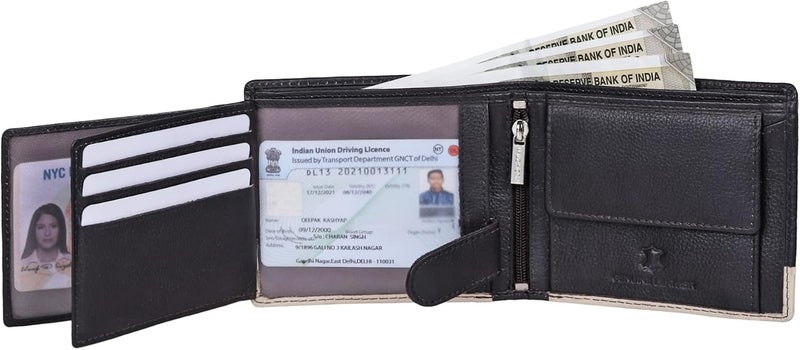 Napa Hide Leather Wallet for Men I 11 Card Slots I 2 Transparent ID Windows I 1 Zipper Compartment - Image 3